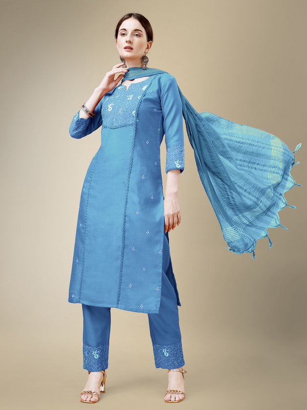 Blue Women's Kurta Pant Dupatta Set - Hiral Fashion