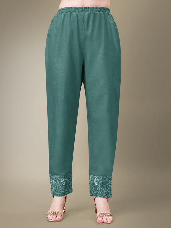 Sea Green Women's Kurta Pant Dupatta Set - Hiral Fashion