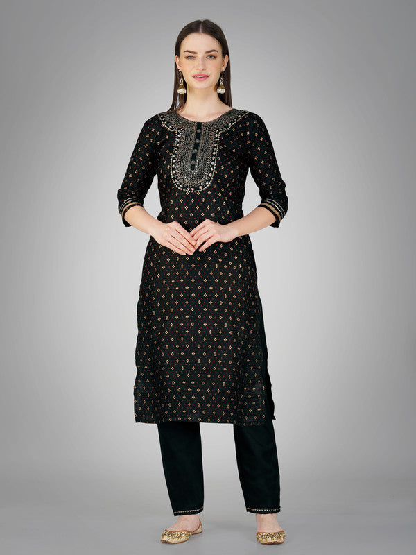 Black Women's Kurta Pant Dupatta Set - Hiral Fashion