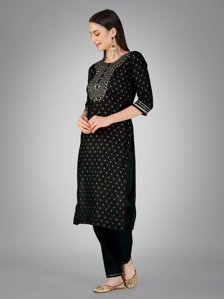 Black Women's Kurta Pant Dupatta Set - Hiral Fashion