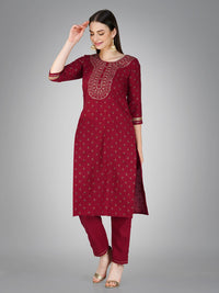 Thumbnail for Maroon Women's Kurta Pant Dupatta Set - Hiral Fashion