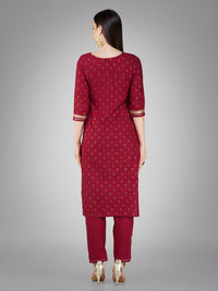 Thumbnail for Maroon Women's Kurta Pant Dupatta Set - Hiral Fashion