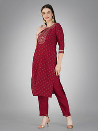 Thumbnail for Maroon Women's Kurta Pant Dupatta Set - Hiral Fashion