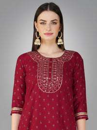 Thumbnail for Maroon Women's Kurta Pant Dupatta Set - Hiral Fashion