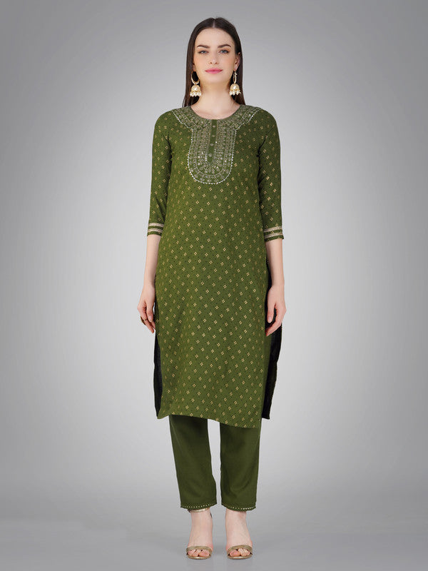 Green Women's Kurta Pant Dupatta Set - Hiral Fashion