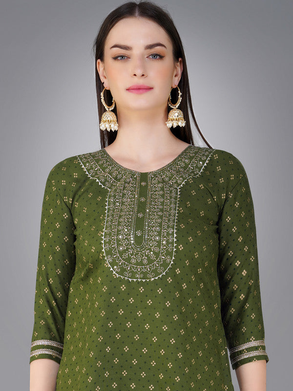 Green Women's Kurta Pant Dupatta Set - Hiral Fashion