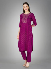Thumbnail for Purple Women's Kurta Pant Dupatta Set - Hiral Fashion
