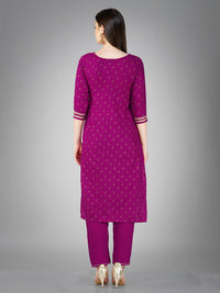 Thumbnail for Purple Women's Kurta Pant Dupatta Set - Hiral Fashion