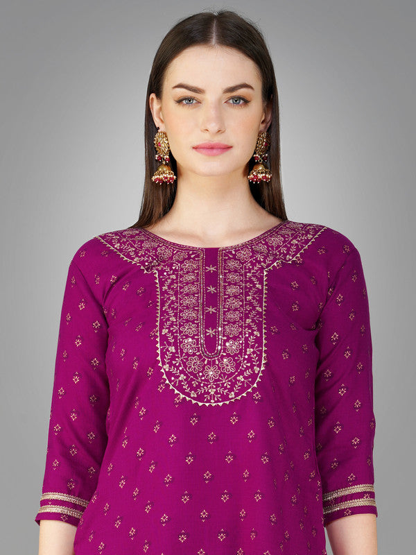 Purple Women's Kurta Pant Dupatta Set - Hiral Fashion