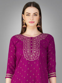Thumbnail for Purple Women's Kurta Pant Dupatta Set - Hiral Fashion
