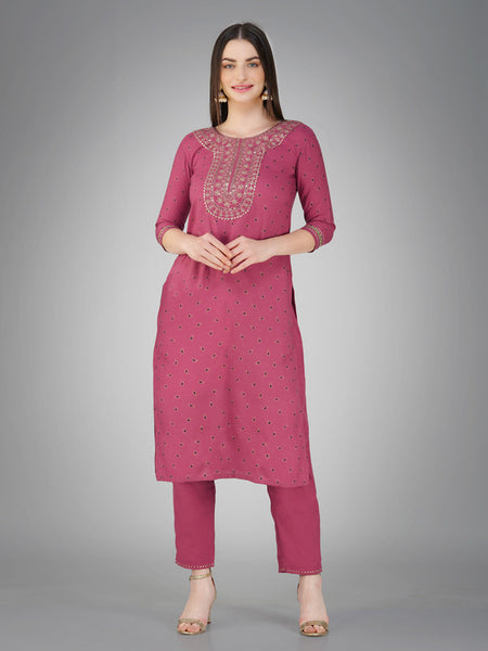 Purple Women's Kurta Pant Dupatta Set - Hiral Fashion