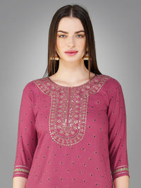Thumbnail for Purple Women's Kurta Pant Dupatta Set - Hiral Fashion
