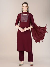 Thumbnail for Maroon Women's Kurta Pant Dupatta Set - Hiral Fashion