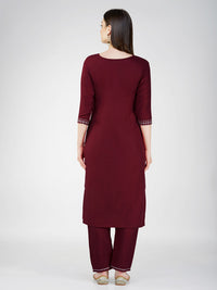 Thumbnail for Maroon Women's Kurta Pant Dupatta Set - Hiral Fashion
