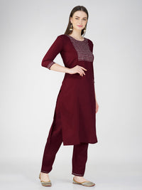Thumbnail for Maroon Women's Kurta Pant Dupatta Set - Hiral Fashion