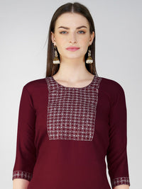 Thumbnail for Maroon Women's Kurta Pant Dupatta Set - Hiral Fashion