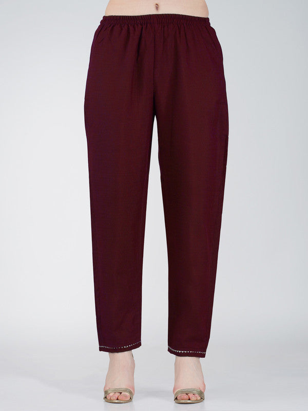 Maroon Women's Kurta Pant Dupatta Set - Hiral Fashion