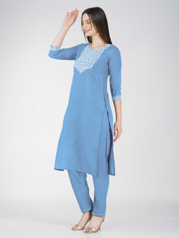 Sea Green Women's Kurta Pant Dupatta Set - Hiral Fashion
