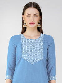 Thumbnail for Sea Green Women's Kurta Pant Dupatta Set - Hiral Fashion