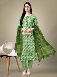Thumbnail for Green Women's Kurta Pant Dupatta Set - Hiral Fashion