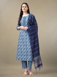 Thumbnail for Blue Women's Kurta Pant Dupatta Set - Hiral Fashion