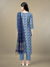 Thumbnail for Blue Women's Kurta Pant Dupatta Set - Hiral Fashion