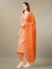 Thumbnail for Orange Women's Kurta Pant Dupatta Set - Hiral Fashion