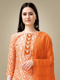 Thumbnail for Orange Women's Kurta Pant Dupatta Set - Hiral Fashion