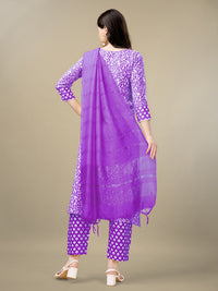 Thumbnail for Purple Women's Kurta Pant Dupatta Set - Hiral Fashion