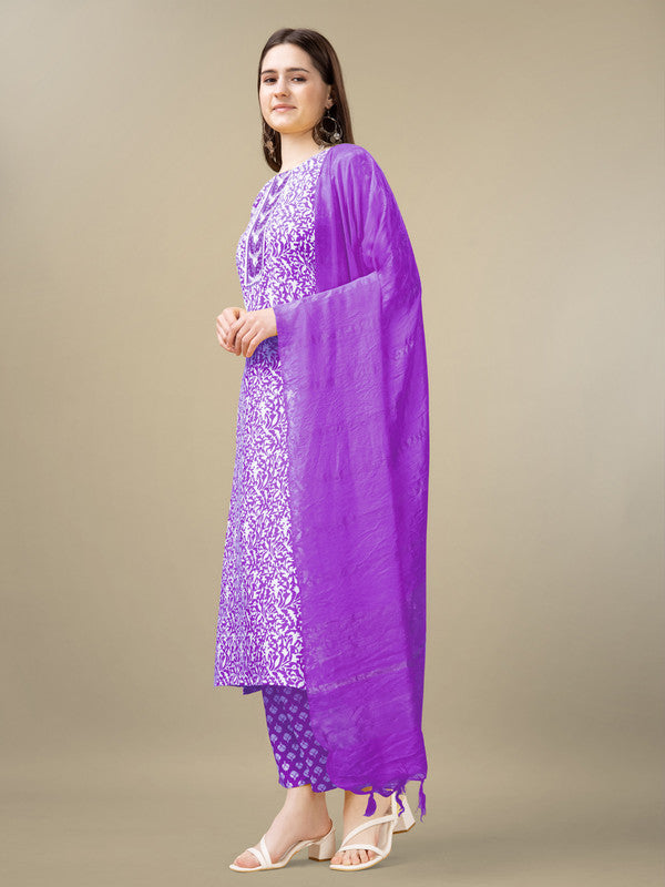 Purple Women's Kurta Pant Dupatta Set - Hiral Fashion