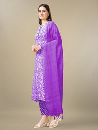 Thumbnail for Purple Women's Kurta Pant Dupatta Set - Hiral Fashion