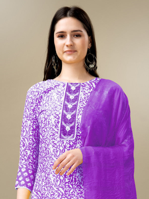 Purple Women's Kurta Pant Dupatta Set - Hiral Fashion
