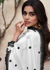 Thumbnail for Lorenvalley White Chinon Embroidery With Sequince Work Salwar Kameez Stitched