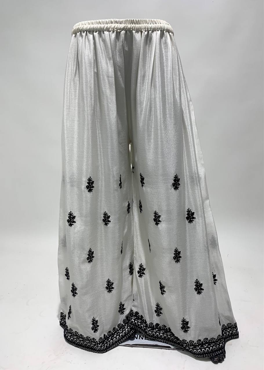 Lorenvalley White Chinon Embroidery With Sequince Work Salwar Kameez Stitched
