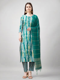 Thumbnail for Green Women's Kurta Pant Dupatta Set - Hiral Fashion