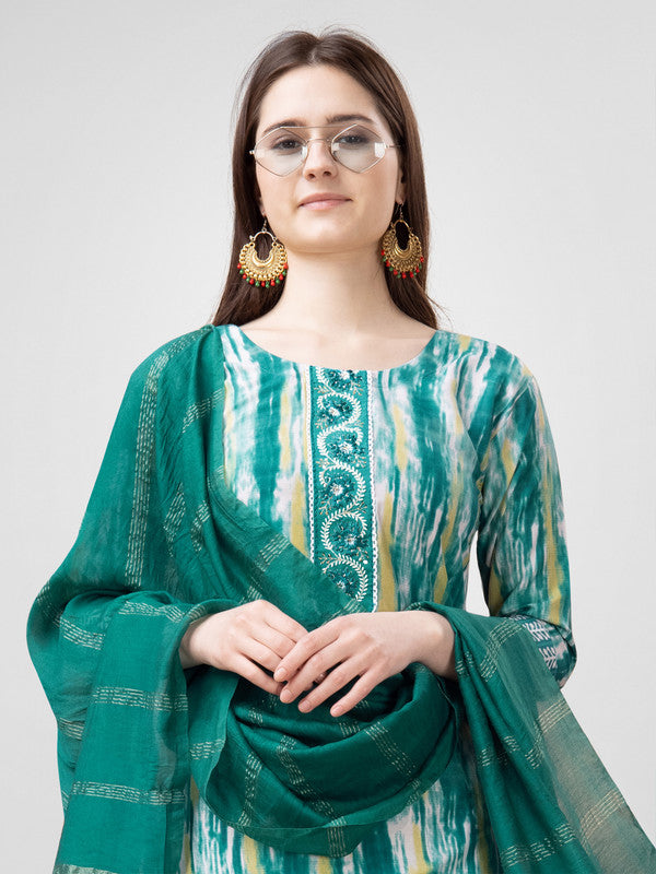 Green Women's Kurta Pant Dupatta Set - Hiral Fashion