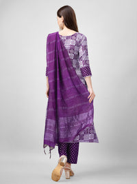 Thumbnail for Purple Women's Kurta Pant Dupatta Set - Hiral Fashion