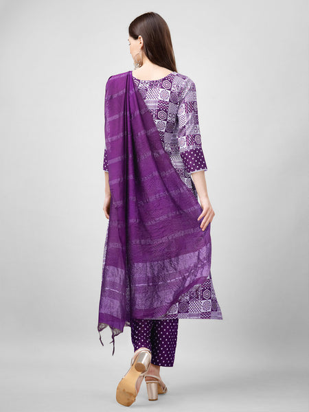 Purple Women's Kurta Pant Dupatta Set - Hiral Fashion