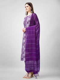 Thumbnail for Purple Women's Kurta Pant Dupatta Set - Hiral Fashion