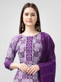 Thumbnail for Purple Women's Kurta Pant Dupatta Set - Hiral Fashion