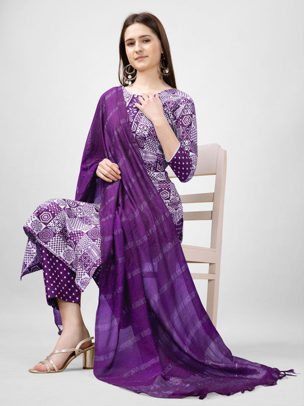 Purple Women's Kurta Pant Dupatta Set - Hiral Fashion