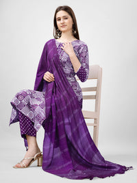 Thumbnail for Purple Women's Kurta Pant Dupatta Set - Hiral Fashion