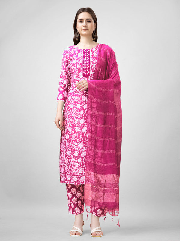 Pink Women's Kurta Pant Dupatta Set - Hiral Fashion