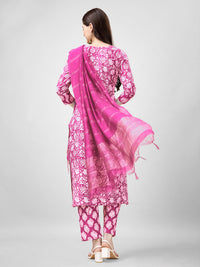 Thumbnail for Pink Women's Kurta Pant Dupatta Set - Hiral Fashion