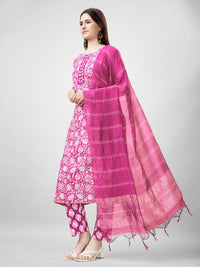 Thumbnail for Pink Women's Kurta Pant Dupatta Set - Hiral Fashion