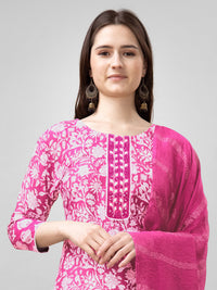 Thumbnail for Pink Women's Kurta Pant Dupatta Set - Hiral Fashion