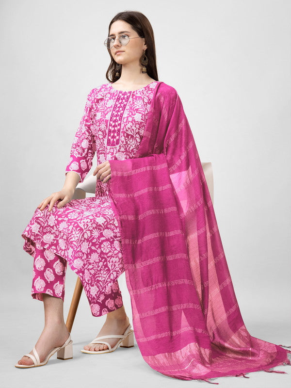 Pink Women's Kurta Pant Dupatta Set - Hiral Fashion