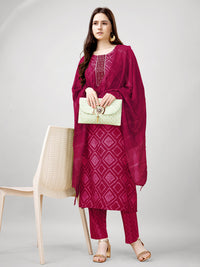 Thumbnail for Pink Women's Kurta Pant Dupatta Set - Hiral Fashion