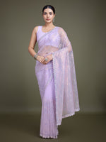 Thumbnail for Monjolika Fashion Exclusive Women'S Lavender Soft Net SareeWith Sequin Work - Distacart