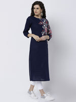 Thumbnail for Vishudh Women Navy Printed Straight Kurta - Distacart